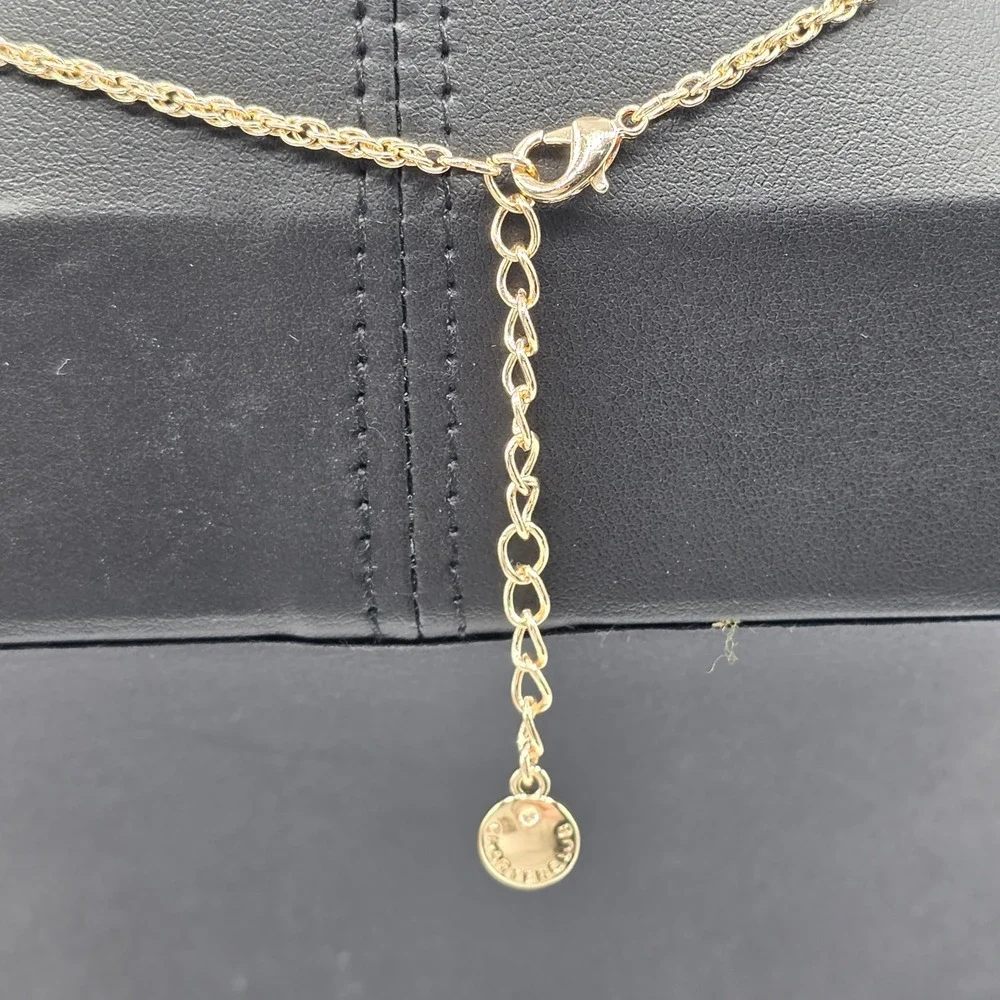 Charter Club Gold Tone Cushion Opal Glass Crystal Halo Pendant Rope Necklace